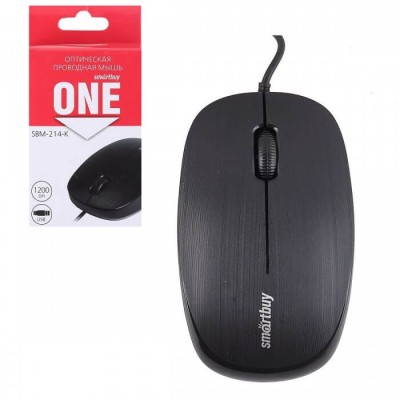 Мышь проводная Smartbuy ONE 214 USB/DPI 1200/3 кнопки/1.3м (SBM-214-K) черная Мышь проводная Smartbuy ONE 214 USB/DPI 1200/3 кнопки/1.3м (SBM-214-K) черная