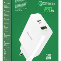 Сетевое зар. устр. Borofone BA56A 1USB/1C PD3.0/QC3.0 3A 20W белое