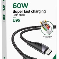 Usb Кабель-зарядка Type-C на Type-C Hoco U95 Freeway 3A 60W 1.5м в нейлоновой оплетке черный
