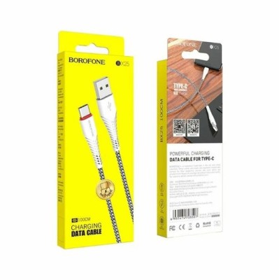 Usb Кабель-зарядка Type-C Borofone BX25 Powerful 3A 1м в тканевой оплётке чёрный Usb Кабель-зарядка Type-C Borofone BX25 Powerful 3A 1м в тканевой оплётке чёрный