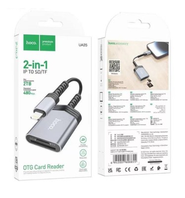 Картридер Hoco HOCO UA25 8 pin - SD/TF 480 Мбит/с 2TB серый Картридер Hoco HOCO UA25 8 pin - SD/TF 480 Мбит/с 2TB серый