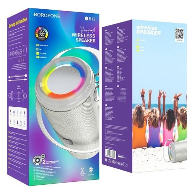 Bluetooth колонка Borofone BR13 BT5.0/1200mAh/4ч/10Вт/TF/AUX серая Bluetooth колонка Borofone BR13 BT5.0/1200mAh/4ч/10Вт/TF/AUX серая