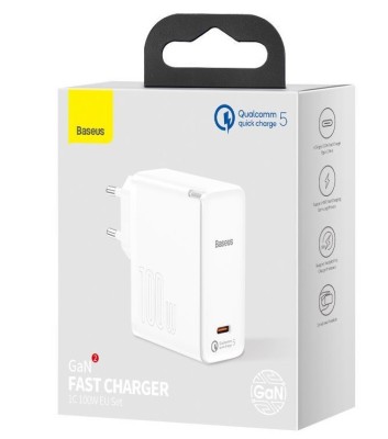 Сетевое зар. устр. Baseus GaN2 Fast Charger 1C 100W TZCCGAN-L02 белое Сетевое зар. устр. Baseus GaN2 Fast Charger 1C 100W TZCCGAN-L02 белое