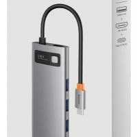USB-C хаб Baseus Metal Gleam 5в1 3USB/HDMI/USB-C (WKWG020013) серый