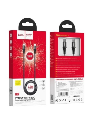 Usb Кабель-зарядка Type-C на Type-C Hoco X50 5A 100W 2м черный Usb Кабель-зарядка Type-C на Type-C Hoco X50 5A 100W 2м черный