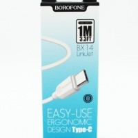 Usb Кабель-зарядка Type-C Borofone BX14 1м 3A силиконовый белый