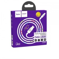 Usb Кабель-зарядка Micro Hoco U63 Spirit 2.4A 1.2м светящийся армированный белый