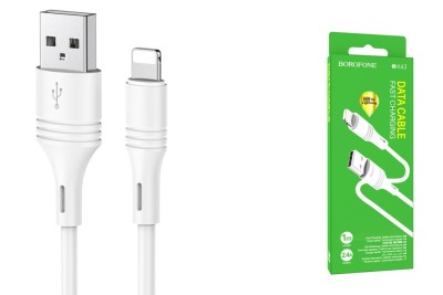 Usb Кабель-зарядка Lightning Borofone BX43 Cooljoy 2.4A 1м силиконовый белый Usb Кабель-зарядка Lightning Borofone BX43 Cooljoy 2.4A 1м силиконовый белый