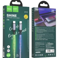 Usb Кабель-зарядка Type-C на Type-C Hoco U112 3A 60W 1м в тканевой оплетке серый