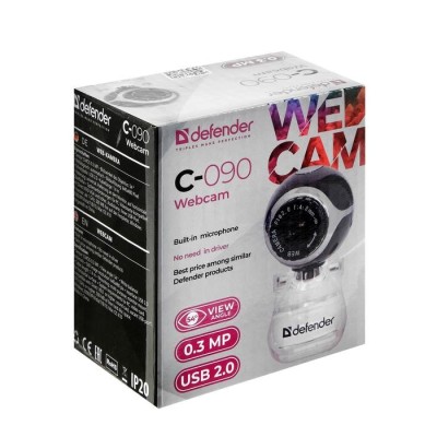 Веб-камера Defender C-090 0.3Мп/640x480/USB/3.5мм/1.4м черно-белая Веб-камера Defender C-090 0.3Мп/640x480/USB/3.5мм/1.4м черно-белая