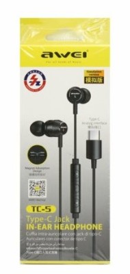 Наушники с микрофоном Awei TC-5 1.2м Type-C черные Наушники с микрофоном Awei TC-5 1.2м Type-C черные