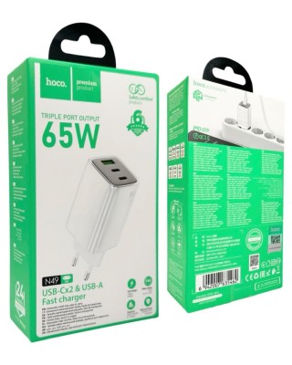 Сетевое зар. устр. Hoco N49 1USB/2C 65W белое Сетевое зар. устр. Hoco N49 1USB/2C 65W. Маленький и изысканный, удобный для переноски. Интеллектуальная быстрая зарядка, автоматически подбирает оптимальный ток, интеллектуальное регулирование, зарядка быстрее, более насыщенная, более безопасная. Широко совместимое универсальное зарядное устройство. Интеллектуальная технология зарядки с переменным потоком, рассчитанная на большую часть срока службы цифрового оборудования.
Вход: АС 110-240V 50/60Hz 1.5 Max
Выход: USB-C1/C2: 5.0V3.0А 9.0V - 3.0А
12.0V-3.0A 15.0Vm 3,0A 20,0V*3.25A
PPS: 5.0-21.0V- 3.0A (65.0W Max)
USB-A: 5.0V-3,0A 9.0V-3.0A
12.0V~2.5A20V-1.5A (30.0W Max)
USB-C1+USB-C2: 45,0 BT + 20,0 BT USB-C1+USB-A: 45,0 BT + 18,0 BT USB-C2+USB-A: DC 5.0V-3.0A 15.0W Макс
USB-C1+(USB-C2+USB-A): 45,0 BT + 15,0 B1
Максимальна потужність: 65,0 Вт Макс.