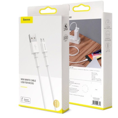 Usb Кабель-зарядка Micro Baseus Mini 1м (CAMSW-02) белый Usb Кабель-зарядка Micro Baseus Mini 1м (CAMSW-02) белый