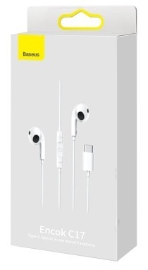 Стереонаушники Type-C с микрофоном Baseus Encok C17 NGCR010002 белые Стереонаушники Type-C с микрофоном Baseus Encok C17 NGCR010002 белые