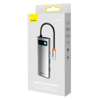 USB хаб с Type-c Baseus Metal Gleam 7в1 2USB/HDMI/USB-C/MicroSD/TF серый - для макбука - для ноутбука