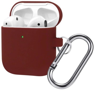 Силиконовый чехол для AirPods с карабином бордовый Силиконовый чехол для AirPods с карабином бордовый