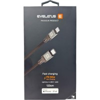 Usb Кабель-зарядка Type-C на Lightning Evelatus 60W 1.2м в тканевой оплетке черный