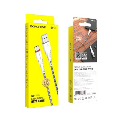 Usb Кабель-зарядка Type-C Borofone BX25 1м 3A белый Usb Кабель-зарядка Type-C Borofone BX25 1м 3A белый
