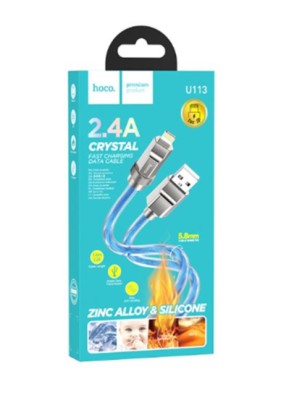 Usb Кабель-зарядка Type-C на Lightning Hoco U113 3A 20W 1м силиконовый синий Usb Кабель-зарядка Type-C на Lightning Hoco U113 3A 20W 1м силиконовый синий