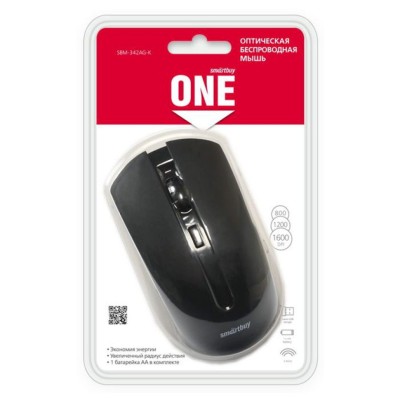 Мышь беспроводная Smartbuy ONE 342AG USB/DPI 800-1200-1600/4 кнопки/1AA черная (SBM-342AG-K) Мышь беспроводная Smartbuy ONE 342AG USB/DPI 800-1200-1600/4 кнопки/1AA черная (SBM-342AG-K)