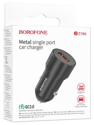Автомобильное заряд. устр. Borofone BZ19A 1USB QC3.0 18W черное Автомобильное заряд. устр. Borofone BZ19A 1USB QC3.0 18W черное