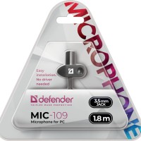 Микрофон-петличка Defender Mic-109 1.8м черный