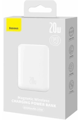 Powerbank с беспроводной зарядкой Baseus Magnetic Mini Wireless 6000mAh 20W (PPCX100502) белый Powerbank с беспроводной зарядкой Baseus Magnetic Mini Wireless 6000mAh 20W (PPCX100502) белый