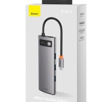 USB-C хаб Baseus Metal Gleam 11в1 3USB/2HDMI/USB-C/MicroSD/TF/RJ45/VGA/AUX (CAHUB-CT0G) серый