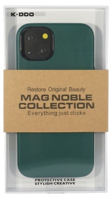 Накладка для i-Phone 13 K-Doo Mag Noble кожаная зелёная Накладка для i-Phone 13 K-Doo Mag Noble кожаная зелёная