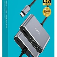 Кабель-переходник Hoco HB30 Type-C на HDMI/USB3.0/VGA/USB-C серый