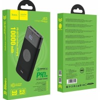 Powerbank с беспроводной зарядкой Hoco J63 10000mAh 1USB/1C/Qi 3A/18W/10W с дисплеем черный