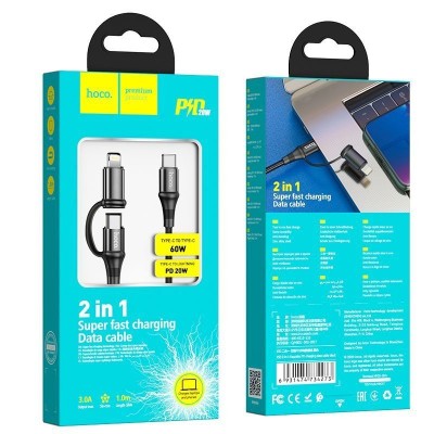 Usb Кабель-зарядка Type-C на Type-C Hoco X50 3.0A  60W 1M чёрный Usb Кабель-зарядка Type-C на Type-C Hoco X50 3.0A  60W 1M чёрный
