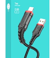 Usb Кабель-зарядка Lightning Borofone BX67 2.4A в тканевой оплётке черный