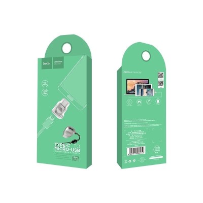 Переходник Hoco UA8 Type-C (папа) на MicroUSB (мама) серебристый Переходник Hoco UA8 Type-C (папа) на MicroUSB (мама) серебристый