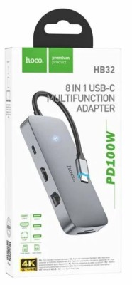 OTG TYPE-C 8в1 Hoco HB32 3USB/HDTV/PD/SD/TF/RJ45 серое OTG TYPE-C 8в1 Hoco HB32 3USB/HDTV/PD/SD/TF/RJ45 серое