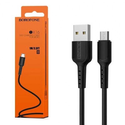 Usb Кабель-зарядка Micro Borofone BX16 Easy 3A 1м силиконовый черный Usb Кабель-зарядка Micro Borofone BX16 Easy 3A 1м силиконовый черный