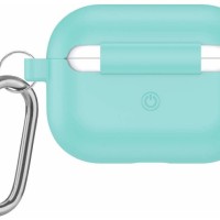Силиконовый чехол для AirPods Pro c карабином бирюзовый