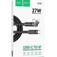 Usb Кабель-зарядка Type-C на Lighting Hoco U118 180 градусов 3A 27w 1.2м черный
