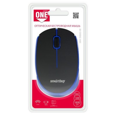 Мышь беспроводная Smartbuy ONE 368AG USB/DPI 800-1200-1600/3 кнопки/1AA (SBM-368AG-KB) черно-синяя Мышь беспроводная Smartbuy ONE 368AG USB/DPI 800-1200-1600/3 кнопки/1AA (SBM-368AG-KB) черно-синяя