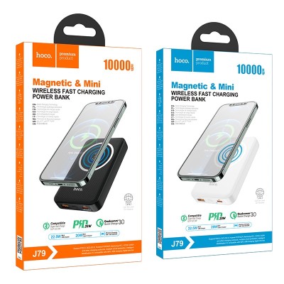 Powerbank с беспроводной зарядкой Hoco J79 10000mAh 3A 22.5W/20W 1USB/USB-C белый Powerbank с беспроводной зарядкой Hoco J79 10000mAh 3A 22.5W/20W 1USB/USB-C белый