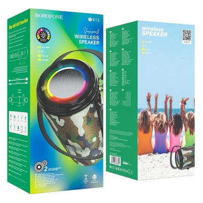 Bluetooth колонка Borofone BR13 BT5.0/1200mAh/4ч/10Вт/TF/AUX хаки Bluetooth колонка Borofone BR13 BT5.0/1200mAh/4ч/10Вт/TF/AUX хаки