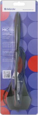 Микрофон настольный для компьютера Defender Mic-115 длина провода 1.7м черный Микрофон настольный для компьютера Defender Mic-115 длина провода 1.7м черный