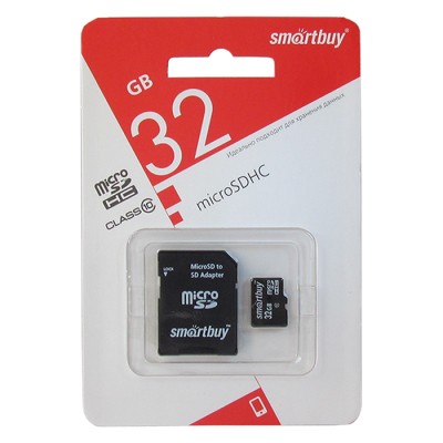micro SDHC карта памяти Smartbuy 32GB Class 10 (с адаптером SD) micro SDHC карта памяти Smartbuy 32GB Class 10 (с адаптером SD)