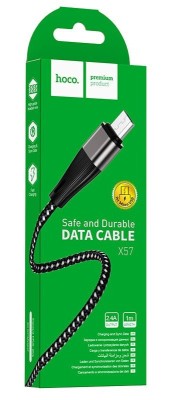 Usb Кабель-зарядка Micro Hoco X57 Blessing 2.4A 1м в нейлоновой оплетке черный Usb Кабель-зарядка Micro Hoco X57 Blessing 2.4A 1м в нейлоновой оплетке черный