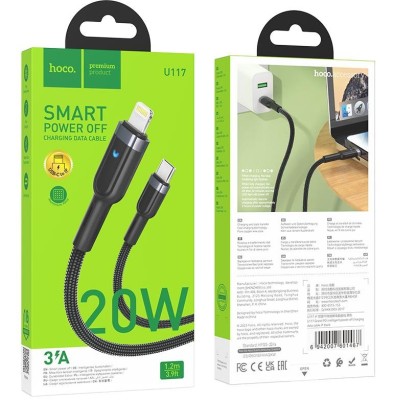 Usb Кабель-зарядка Type-C на Lighting Hoco U117 3A 1.2м черный Usb Кабель-зарядка Type-C на Lighting Hoco U117 3A 1.2м черный