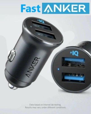 Автомобильный блок для зарядки телефона Anker A2727 24W 2USB черное Автомобильное зар. устр. Anker A2727 24W 2USB черное