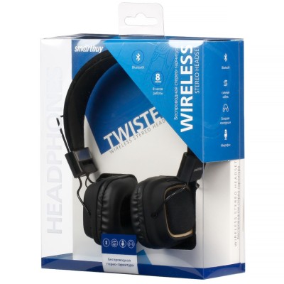 Стереонаушники Bluetooth Полноразмерные Smartbuy Twister SBH-7020 BT5.0/8ч чёрные Стереонаушники Bluetooth Полноразмерные Smartbuy Twister SBH-7020 BT5.0/8ч чёрные