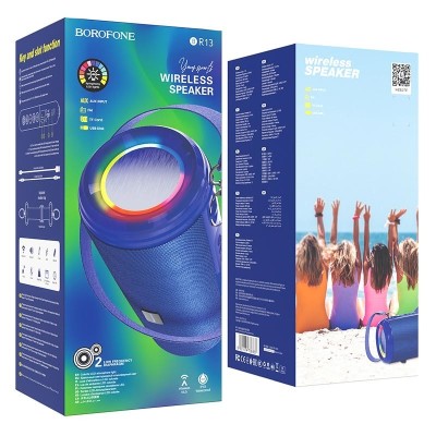 Bluetooth колонка Borofone BR13 BT5.0/1200mAh/4ч/10Вт/TF/AUX синяя Bluetooth колонка Borofone BR13 BT5.0/1200mAh/4ч/10Вт/TF/AUX синяя