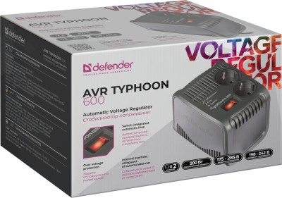 Стабилизатор напряжения Defender AVR Typhoon 600 200Вт черный Стабилизатор напряжения Defender AVR Typhoon 600 200Вт черный