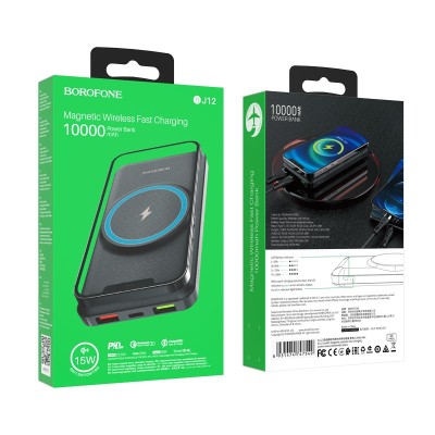 Powerbank с беспроводной зарядкой Borofone BJ12 10000mAh 2USB черный Powerbank с беспроводной зарядкой Borofone BJ12 10000mAh 2USB черный